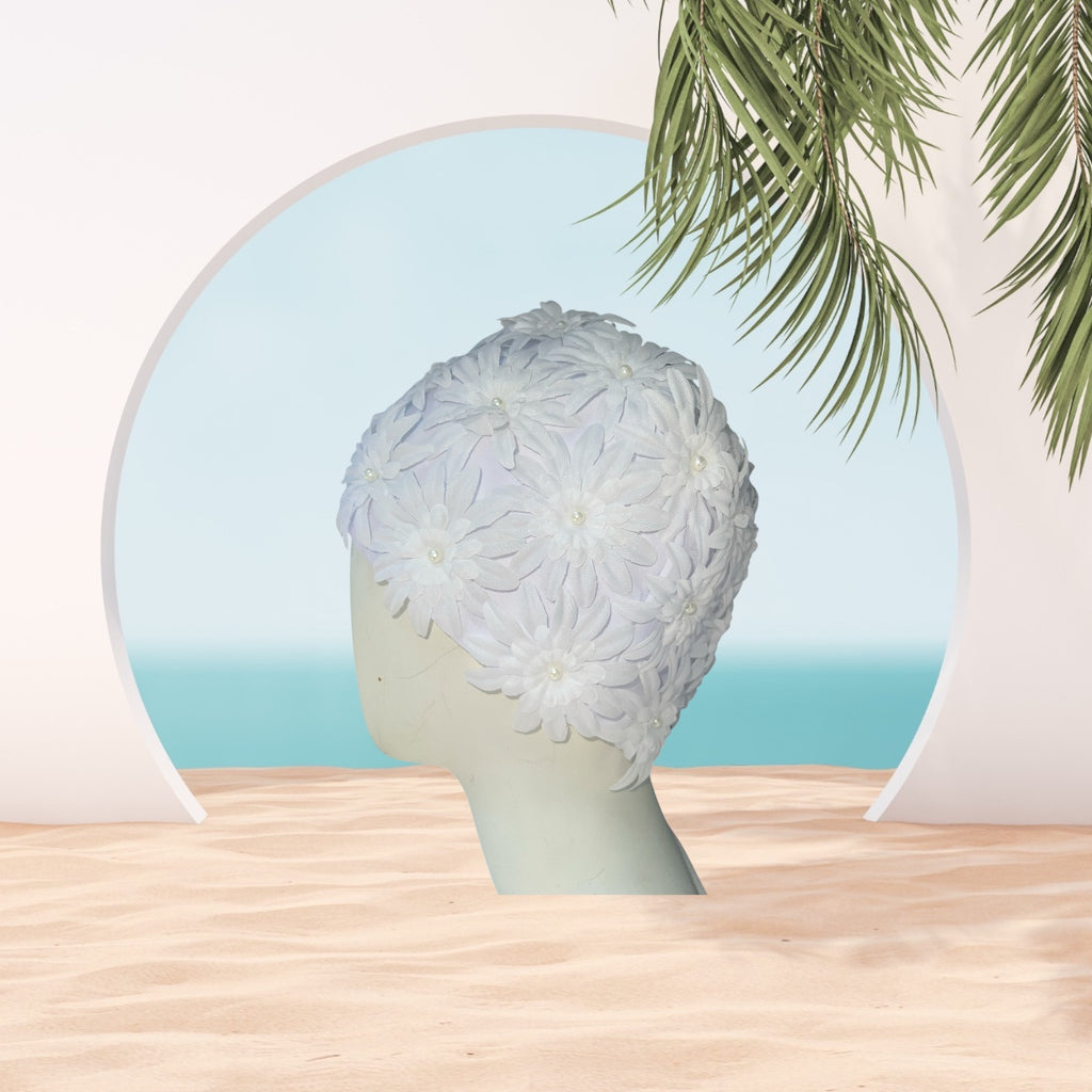 JS swimming cap - white flowers