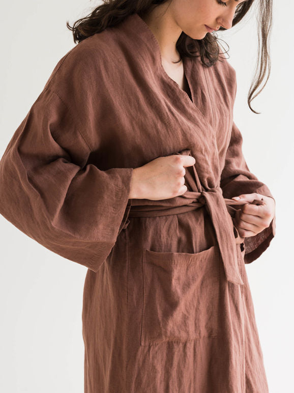Citta linen robe - Plum