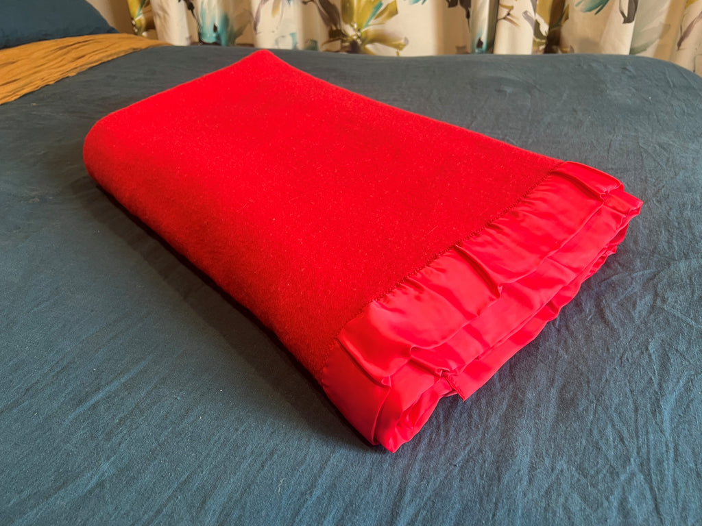 Vintage NZ wool blanket - red