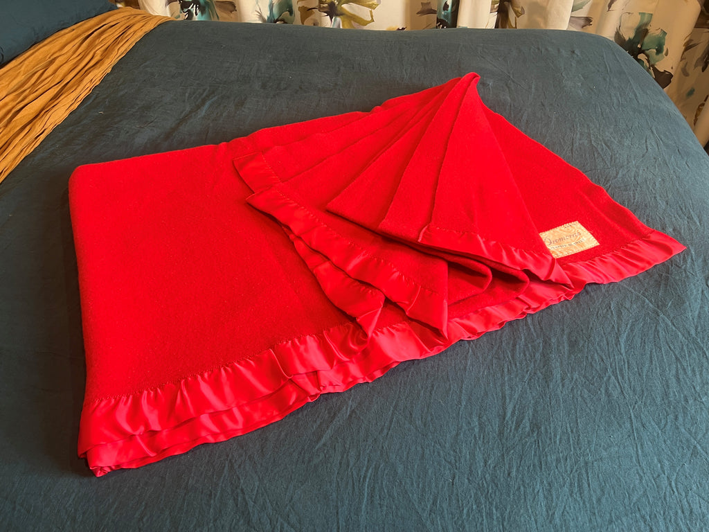 Vintage NZ wool blanket - red