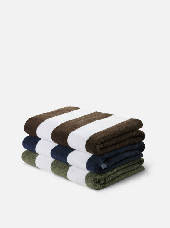 Citta cotton towel - Olive/white stripe