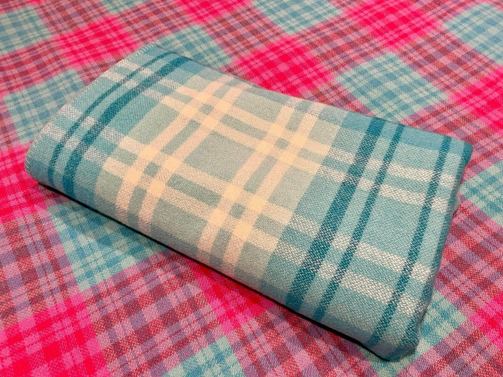 Vintage NZ wool blanket - turquoise check