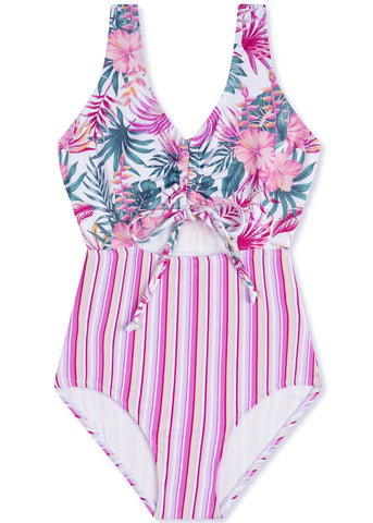 Albetta girls swimsuit - pink flower