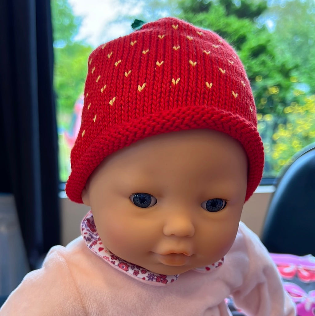 Merry Berries strawberry baby hat
