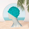 JS swimming cap - turquoise flowers