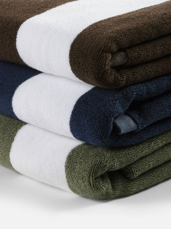 Citta cotton towel - Olive/white stripe