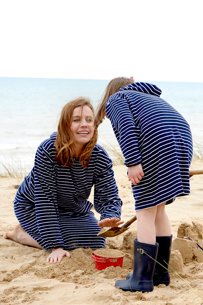 Bridie & Bert womens beach robe - navy white Just Swimwear Bridie & Bert womens beach robe - navy white Just Swimwear