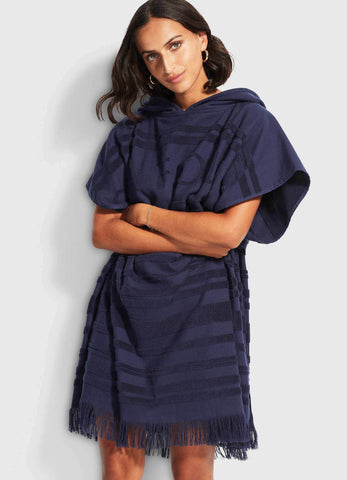 Bridie & Bert womens beach robe - navy white