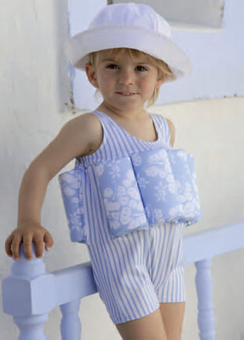 Konfidence float suit - pink/white stripe