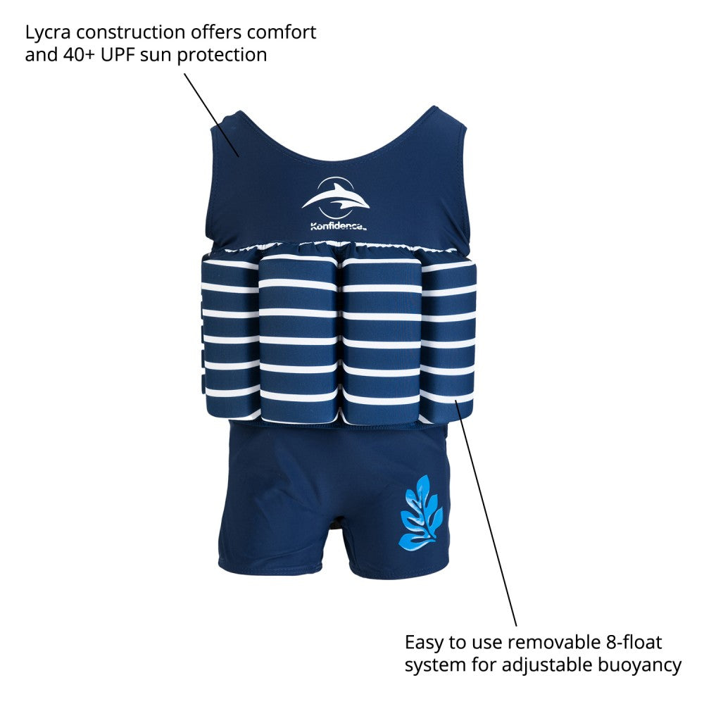 Konfidence float suit - navy breton stripe – Just Swimwear