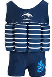 Konfidence float suit - navy breton stripe