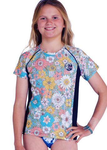 O'Neill girls rash tops - cobalt