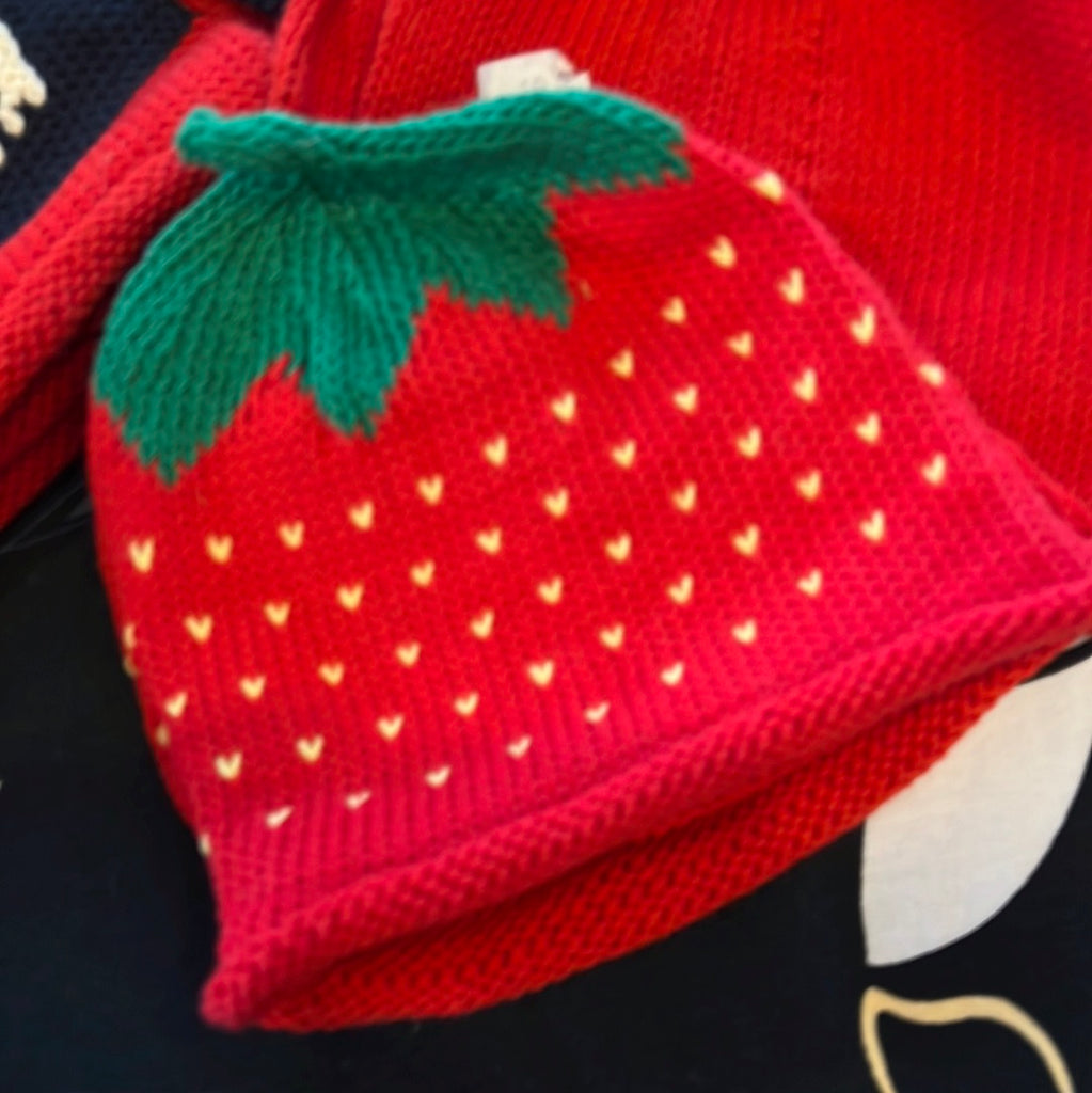 Merry Berries strawberry baby hat