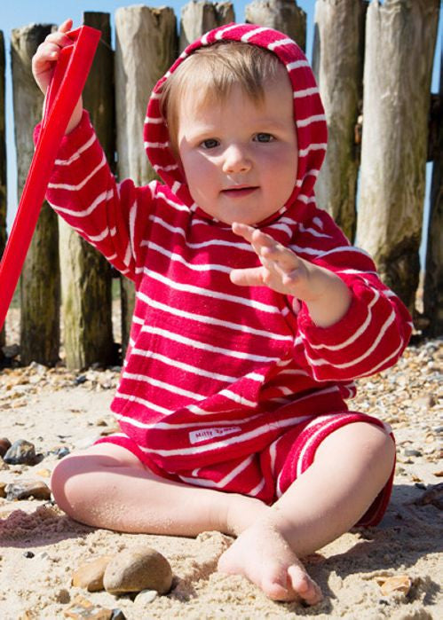 Mitty James toddler rompers - organic red/white