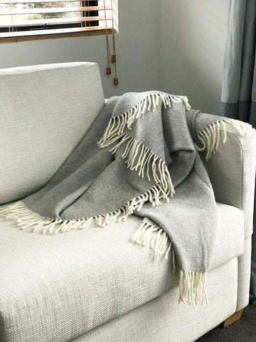 Palliser Ridge lambswool blanket - Herringbone Natural Napa Check