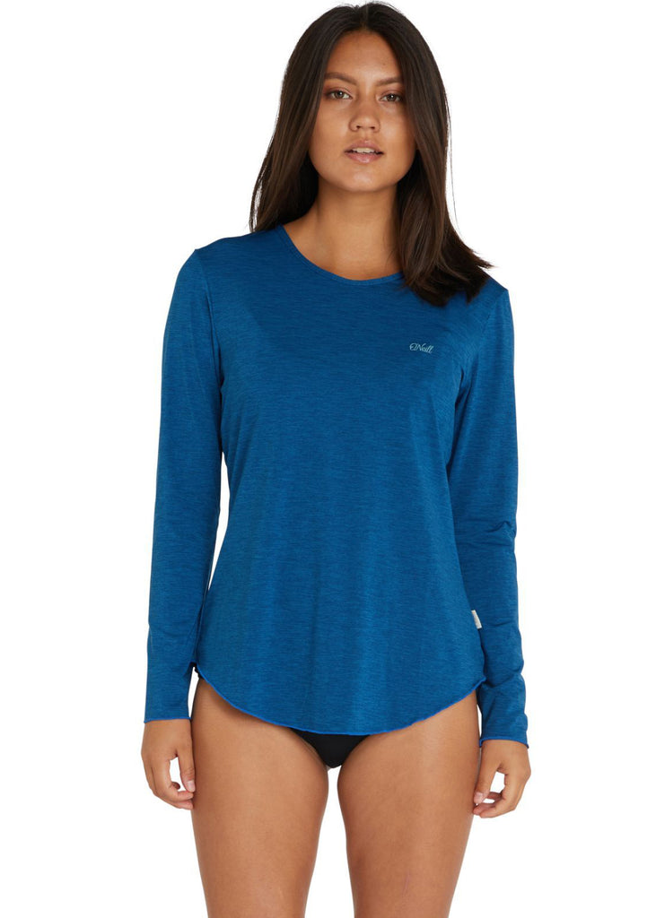 O'Neill womens UV rash top - deepsea blue long